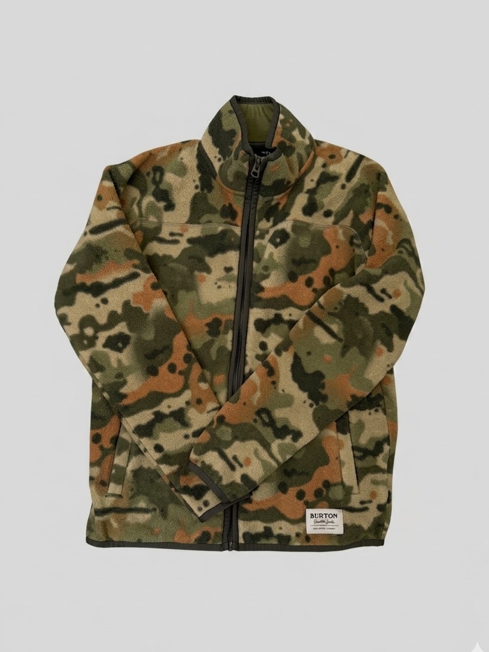 Burton Kids' Camouflage Fleece Jacket - Green & Tan, Size M (10)